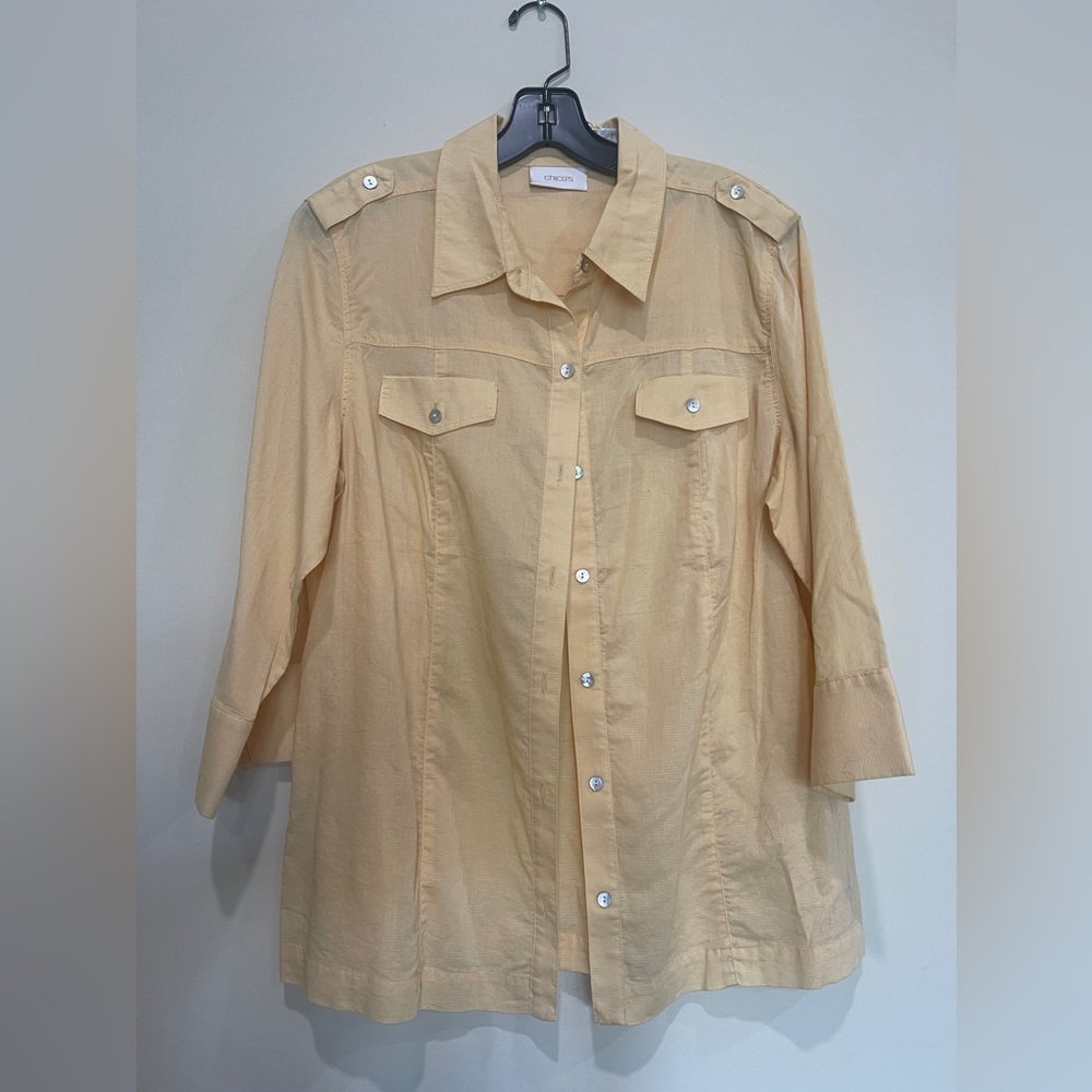 NWT Chico’s yellow cotton top